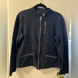 Lauren Ralph Lauren Black Zip-Front Bomber Jacket